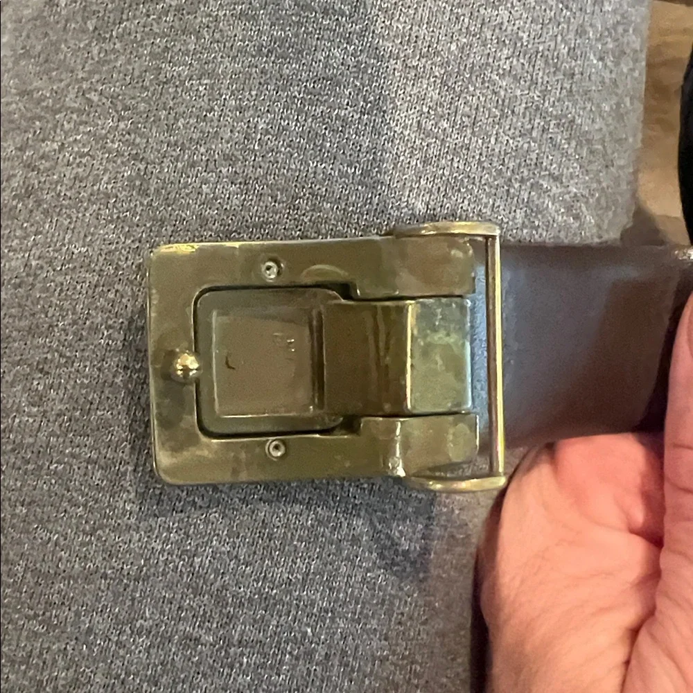 Christian Dior Vintage Leather Belt with Brass Belt Buckle